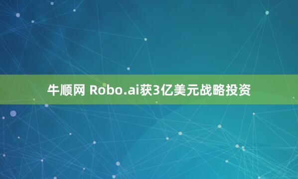 牛顺网 Robo.ai获3亿美元战略投资