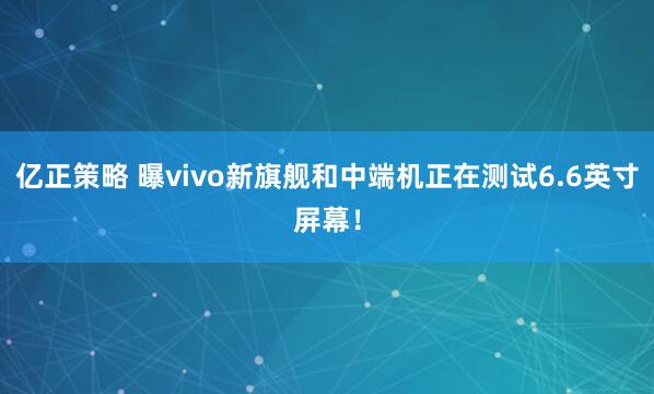 亿正策略 曝vivo新旗舰和中端机正在测试6.6英寸屏幕!