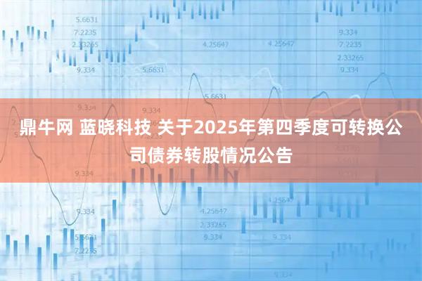 鼎牛网 蓝晓科技 关于2025年第四季度可转换公司债券转股情况公告